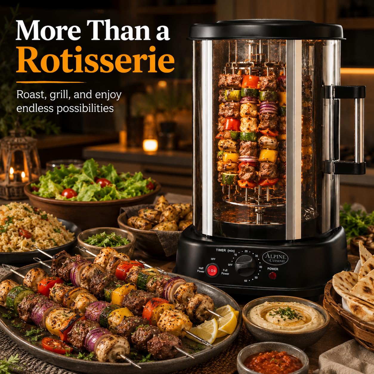 Amazon.com: Alpine Cuisine 21L 1500W Vertical Rotisserie Grill
